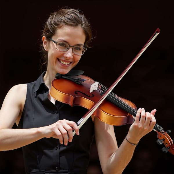 SKYSHALO Violin 4/4 Full Size Violin Fiddle Set with Hard Case Rosin Bow Shoulder Rest Bridge Extra Strings (Matte Brown)