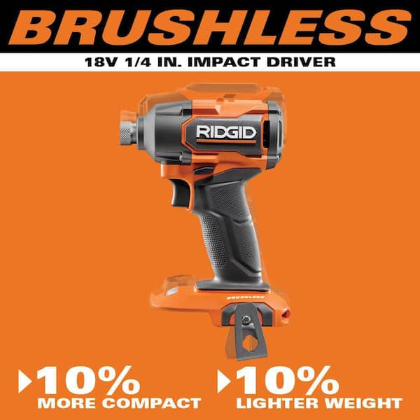 RIDGID 18V Brushless Cordless 1/4 in. Impact Driver (Tool Only