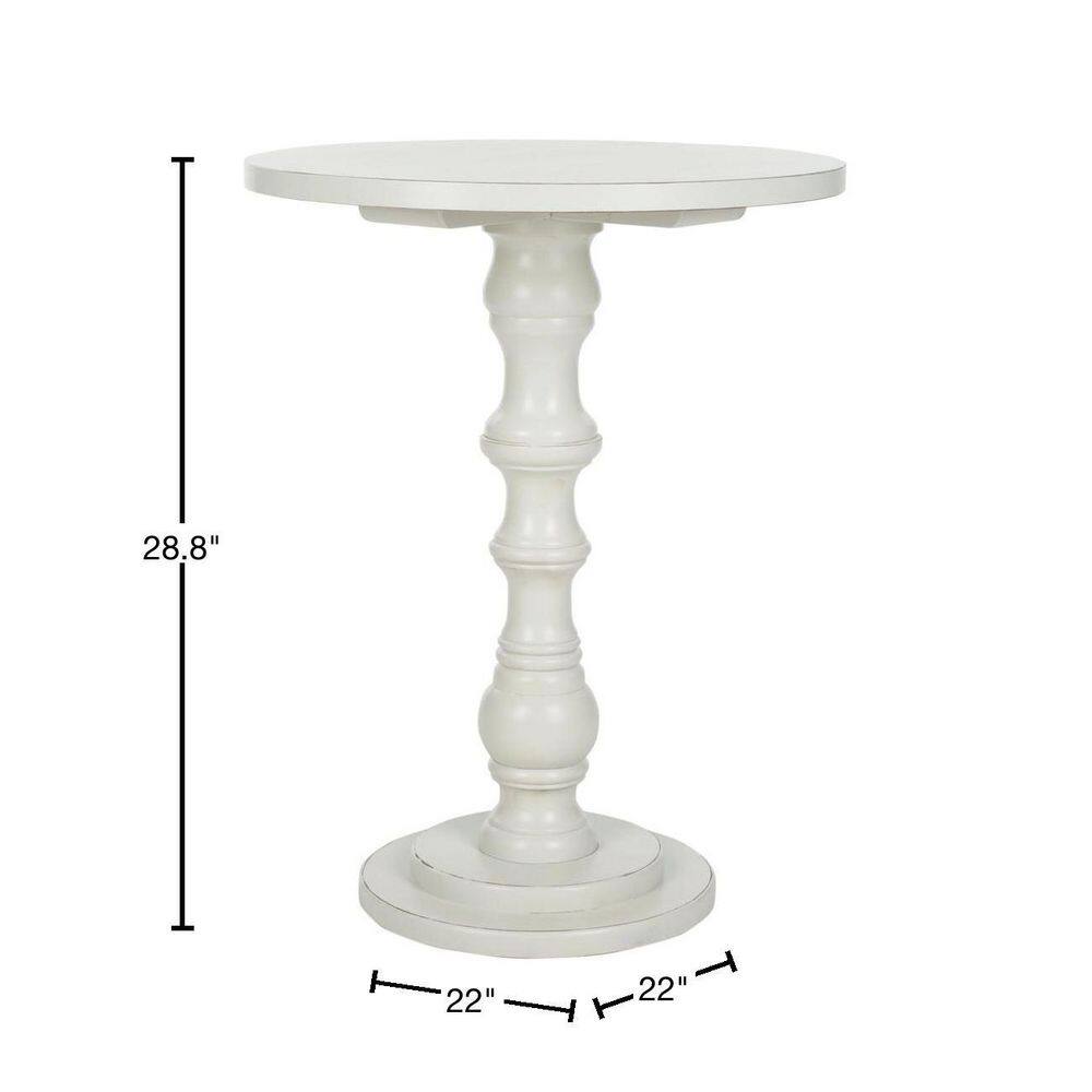 Greta White Wood Round Accent Table
