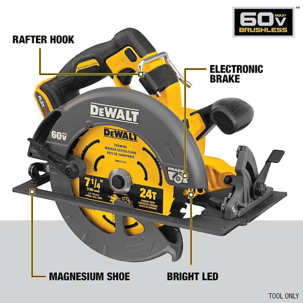 FLEXVOLT 60V MAX Lithium-Ion Cordless Brushless 7-1/4 in. Circular Saw with Brake with FLEXVOLT 6Ah Battery and Charger