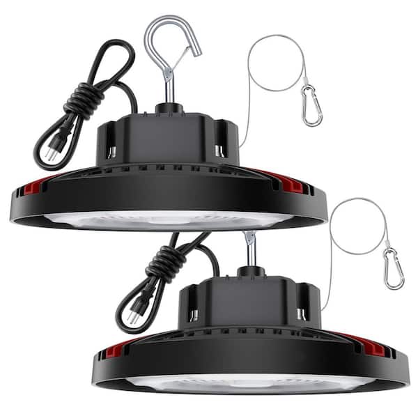 160W UFO LED High Bay Light, 2-Pc, 6 ft, 24000-Lumen, 5000K Daylight, Dimmable, Aluminum, High Bay Light, 5000K