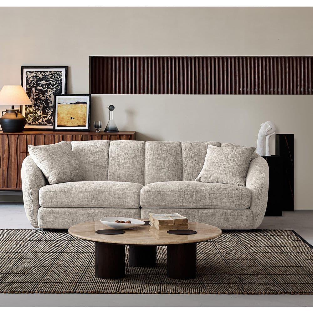 Modern 87 in. Wide Slope Arm Chenille Fabric Rectangle Sectional Sofa Scall