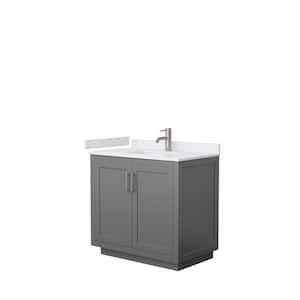 Project Source 36-in Gray Single Sink Bathroom Vanity with White Cultured  Marble Top in the Bathroom Vanities with Tops department at