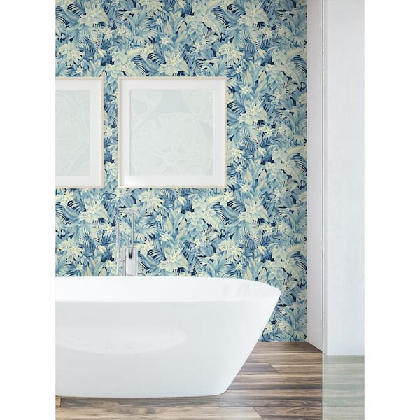 Umbrella Palm Lapis Tropical Vinyl Peel and Stick Wallpaper Roll (Covers 30.75 sq. ft.)