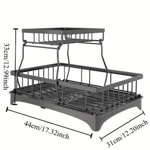 2-Tier Dish Rack Drying Drainer with Drainboard Detachable Organizer Set with Utensil Holder Cup Rack Swivel Spout