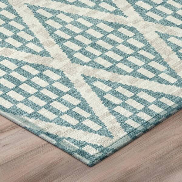 Chantille Machine Washable Indoor/Outdoor Abstract ACN3043 Teal 9 ft. x 12 ft. Area Rug