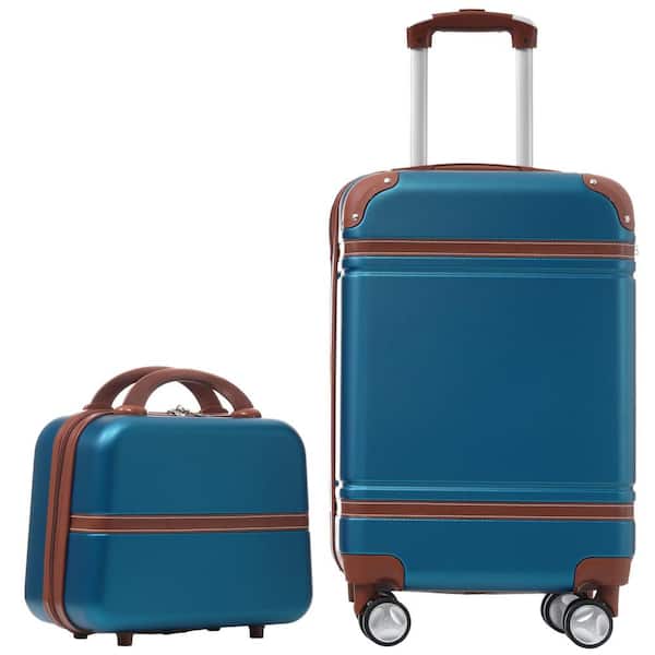 Merax 2-Piece Blue ABS Hardshell 20 in. Spinner Luggage Set with Cosmetic Case, 3-Digital TSA Lock