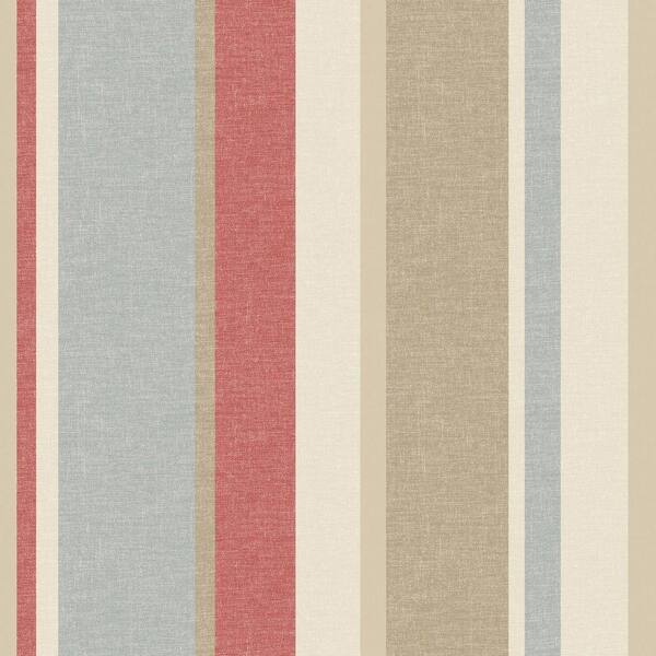 Beacon House Raya Red Linen Stripe Red Wallpaper Sample