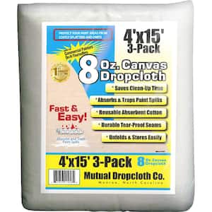 4 ft. x 15 ft. 8 oz. Natural Canvas Drop Cloth (3-Pack)