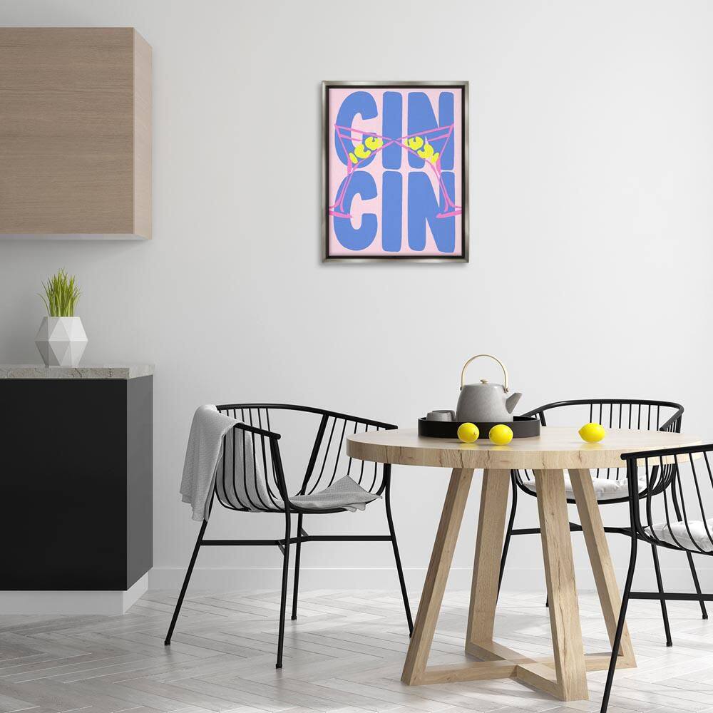 Pastel Cin Cin Cheers by House of Lulu Gray Floater Frame Typography Graphic Art Print 21 in. x 17 in. price history on PriceWatchPro