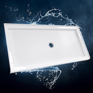 SlimLine 60 in. x 30 in. Single Threshold Alcove Shower Pan Base in White with Center Drain