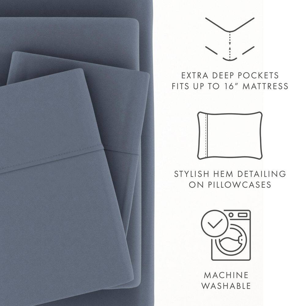 Twin XL Stone Deep Pocket Microfiber Bed Sheet Set