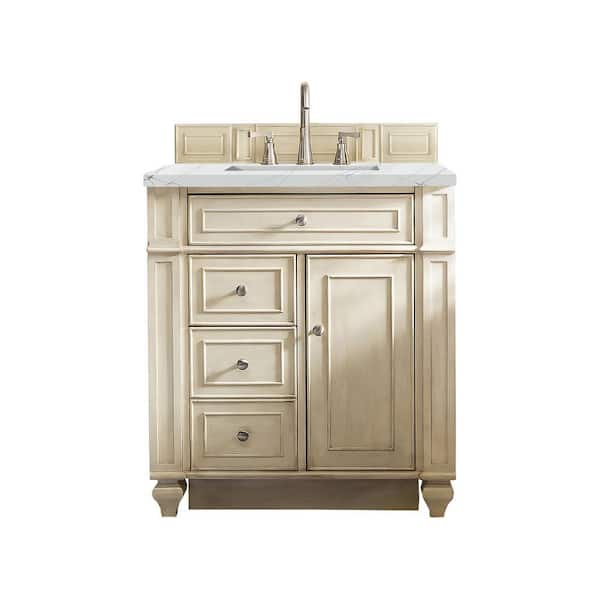 James Martin Vanities Bristol 30 in. W x 23.5 in. D x 34 in. H Bathroom Vanity in Vintage Vanilla with Ethereal Noctis Quartz Top