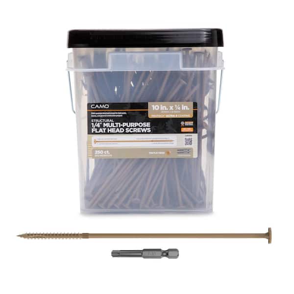 CAMO 1/4 in. x 10 in. Star Drive Flat Head Multi-Purpose Structural Wood Screw - PROTECH Ultra 4 Exterior Coated (250-Pack)
