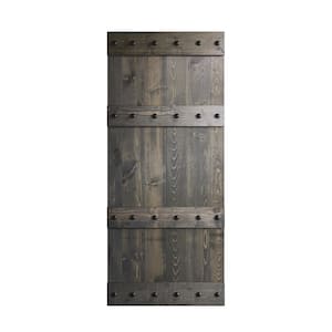 Castle Series 36 in. x 84 in. Carbon Gray Finish Knotty Pine Wood Barn Door Slab