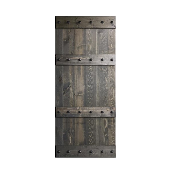 COAST SEQUOIA INC Castle Series 36 in. x 84 in. Carbon Gray Finish Knotty Pine Wood Barn Door Slab