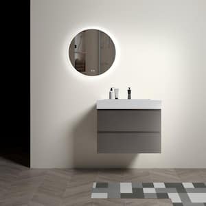 Aaby 30 in. W x 18 in. D x 25 in . H Wall Mounted Floating Bath Vanity Cabinet in Gray with Solid Surface Top and Sink