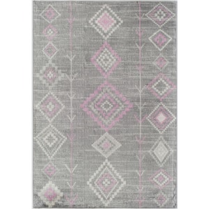 Soleil Native Blush Tribal Gray 8 ft. x 12 ft. Moroccan Area Rug
