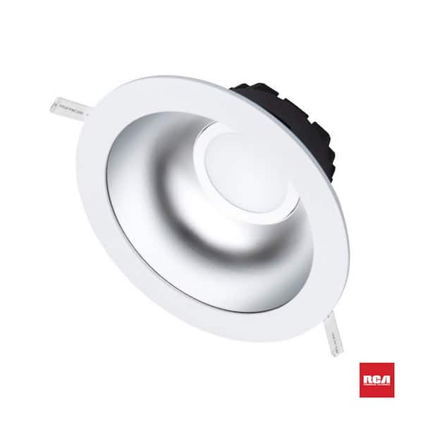 RCA 8 in. Canless Selectable CCT 4000K Remodel Retrofit IC Integrated LED Recessed Light Kit with White Fixture and Flange