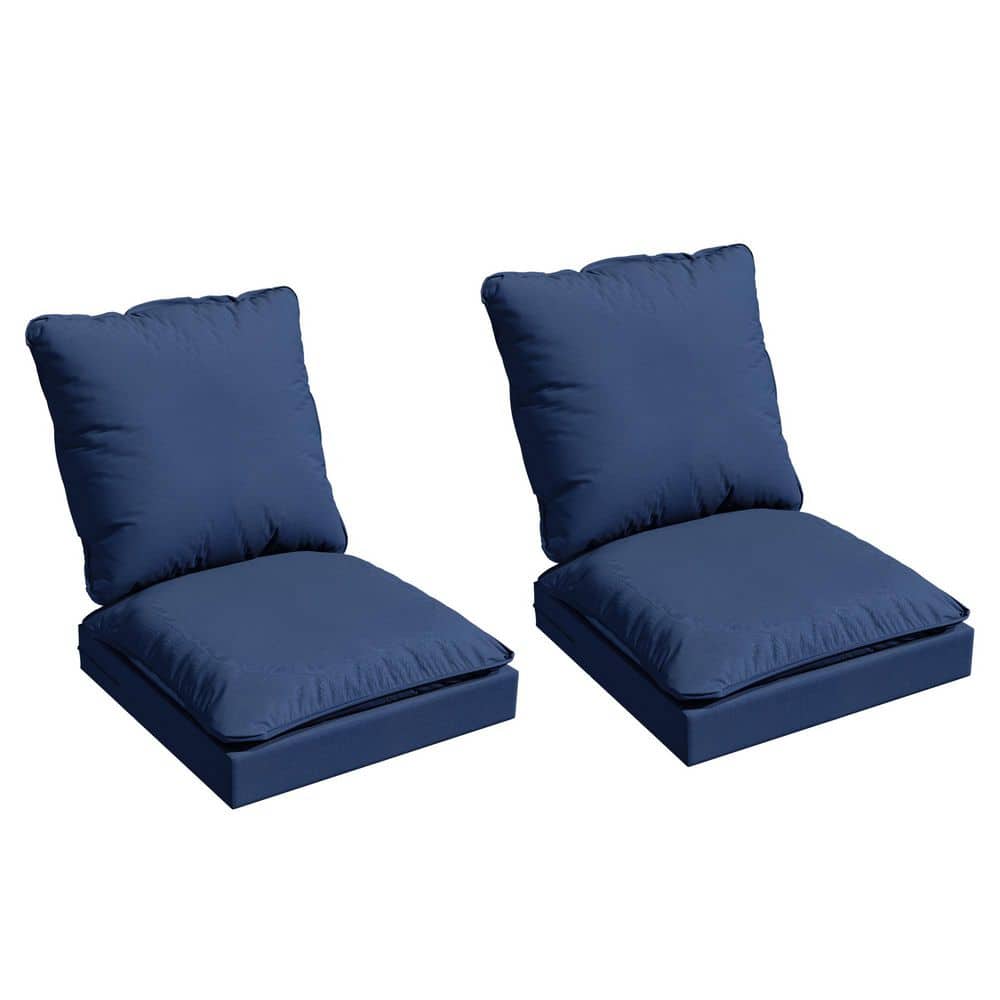 Double-Layer 24 in. x 24 in. x 7 in. 6-Piece Outdoor Patio Deep Seat Replacement Cushion Set for Lounge Chairs in Blue price history on PriceWatchPro