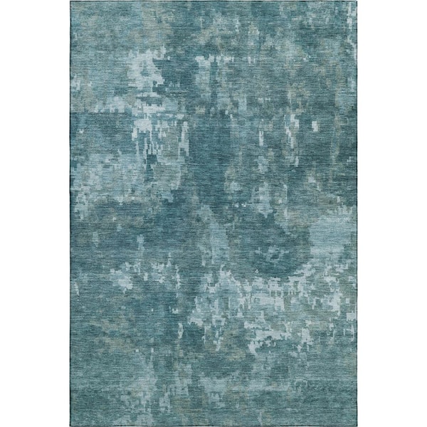 Mayfield Premium Machine Washable Abstract AMF2361 Teal 9 ft. x 12 ft. Area Rug