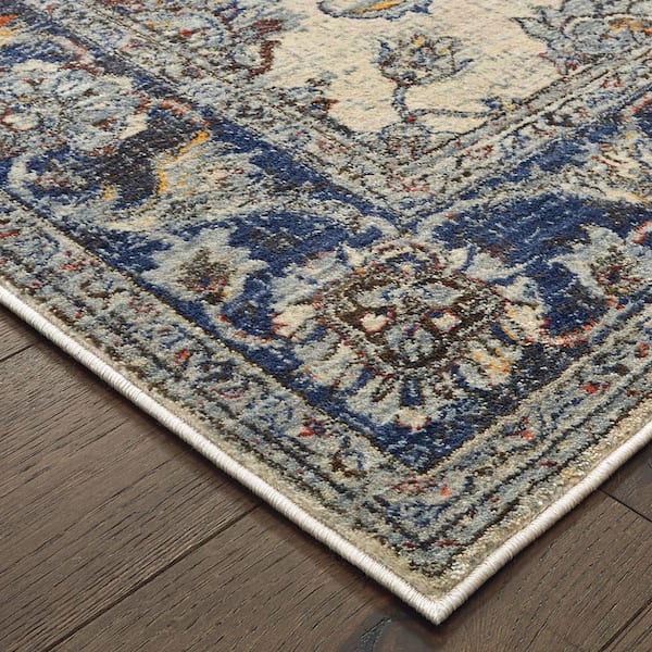 Palmer Ivory/Blue 6 ft. x 9 ft. Oriental Area Rug