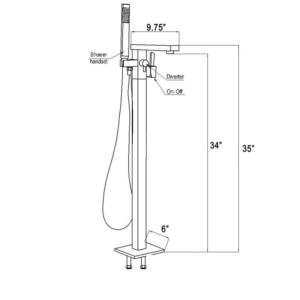 Matte Black Stainless Steel Freestanding Tub Filler with Handshower