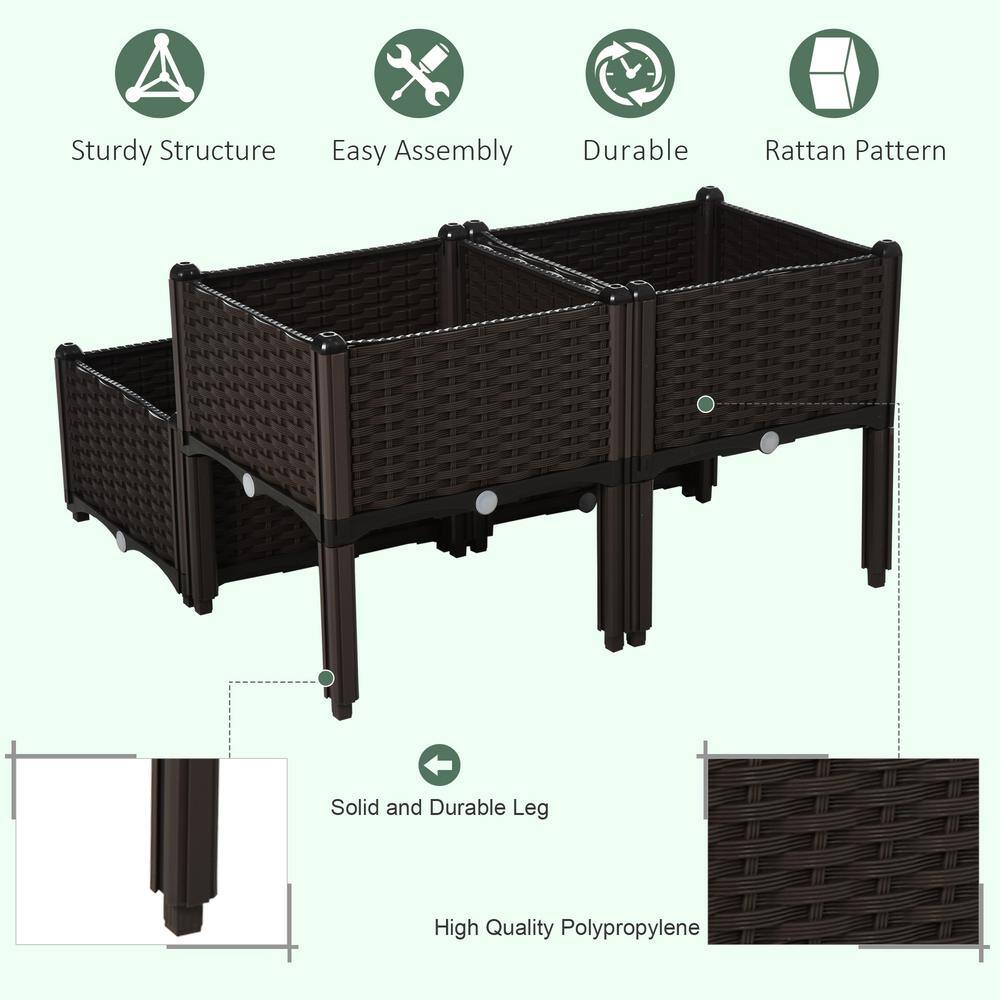 Brown Polypropylene Modular Self-Watering Raised Garden Bed