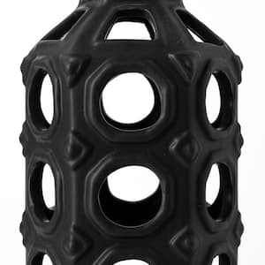 Brunel Large Black Drum-Shaped Ceramic Vase