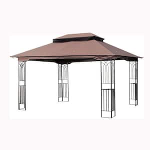 9.8 ft. x 13 ft. Brown Outdoor Patio Gazebo Canopy Tent with Ventilated Double Roof And Mosquito Net