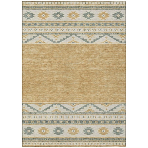 Chantille Machine Washable Indoor/Outdoor Abstract ACN3075 Gold 8 ft. x 10 ft. Area Rug