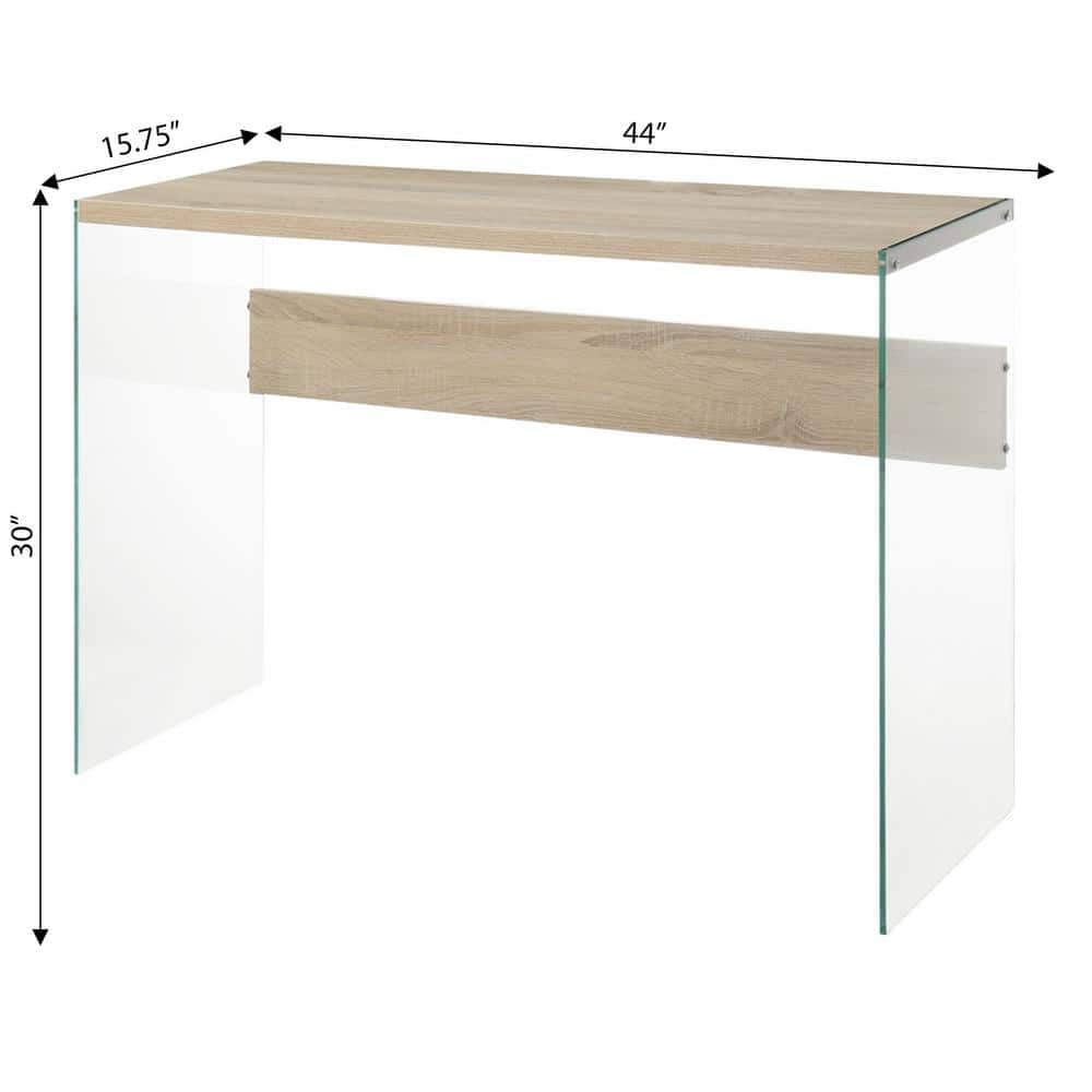Weathered White Glass-Top Console Table with Storage