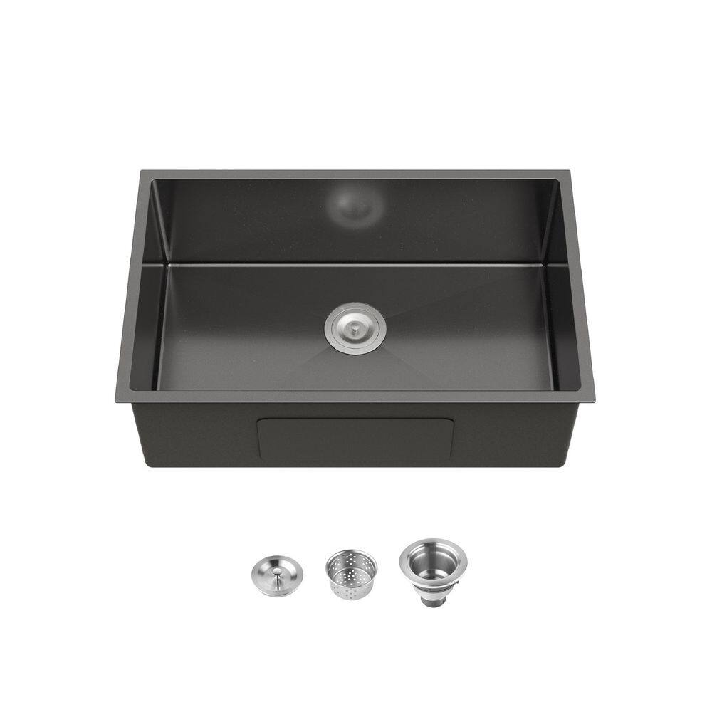TCYO 30 in. Undermount Single Bowl 18 Gauge Gunmetal Black