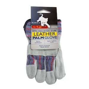 Premium Suede Leather Palm Gloves for Kids, Safety Cuff