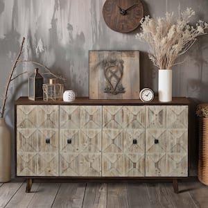 Natural MDF 59.84 in. Sideboard with 4-Doors