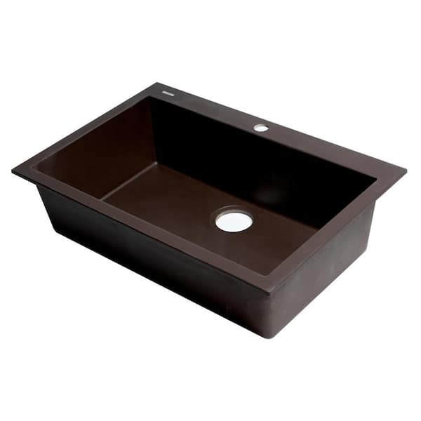 ALFI BRAND Drop-In Granite Composite 29.88 in. 1-Hole Single Bowl Kitchen Sink in Chocolate
