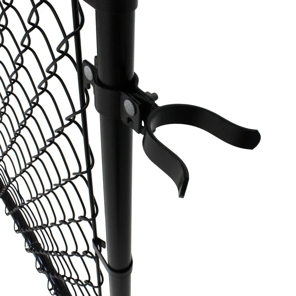 Black Adjustable Chain Link Walk-Thru Gate Kit with Steel Frame