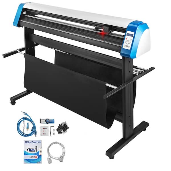 53 in. Vinyl Cutter Machine, Semi-Automatic DIY Vinyl Printer with Manual Positioning, Floor Stand, Signmaster Software