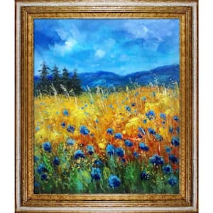 "Cornflowers 45 Reproduction" by Pol Ledent Framed Oil Painting Abstract Wall Art 26 in. x 30 in.