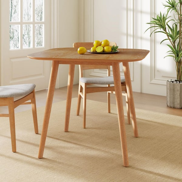 Harper & Bright Designs Compact Natural Wood 35 in. 4-Legs Dining Table ...