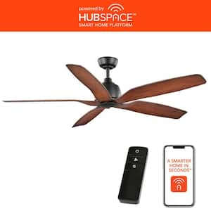 60 in. Sirrine Indoor/Outdoor Matte Black Smart Ceiling Fan with Remote Control Powered by Hubspace