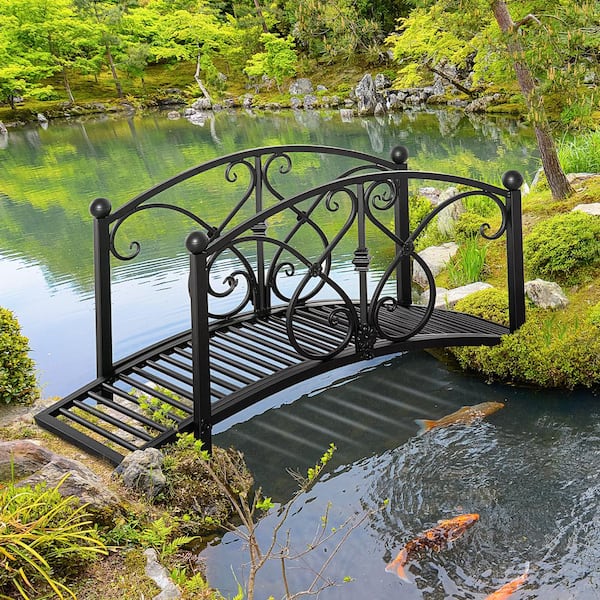 Outsunny 3.3 ft. Metal Arch Zen Garden Bridge with Safety