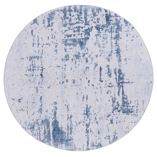 SAFAVIEH Tacoma Gray/Navy 6 ft. x 6 ft. Marble Round Area Rug