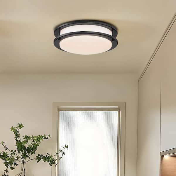 11 in. Modern Bronze 5CCT LED Integrated Flush Mount Fixture with Shade