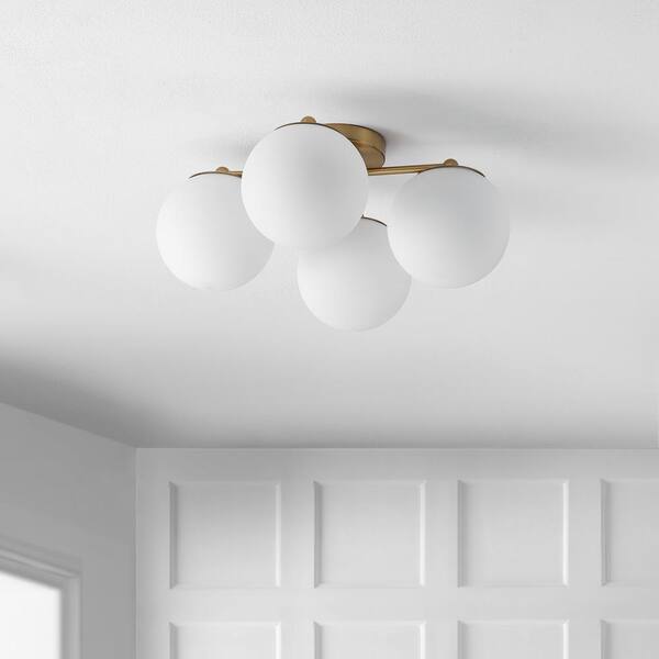JONATHAN Y Orly 18 in. 4-Light Brass Gold Bohemian Farmhouse