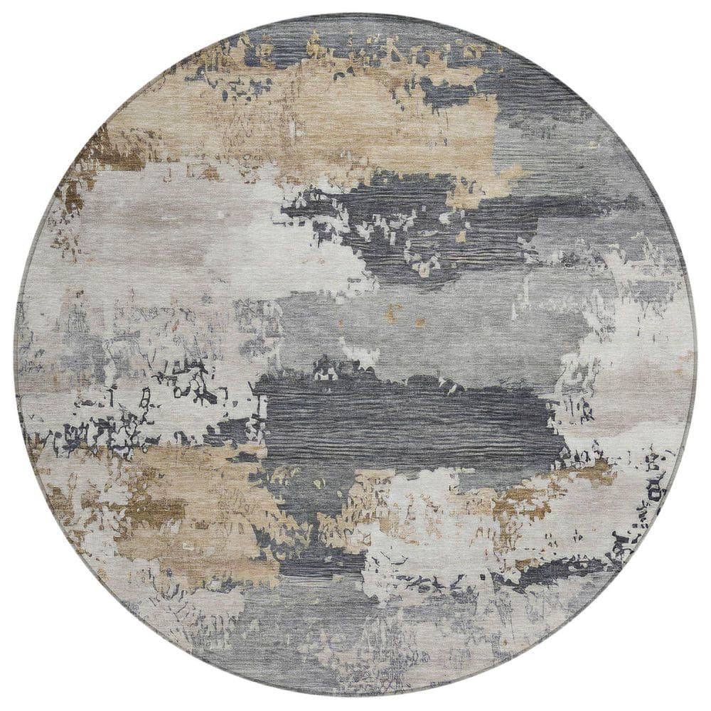 Chantille Machine Washable Indoor/Outdoor Abstract ACN2372 Charcoal 8 ft. x 8 ft. Round Rug price history on PriceWatchPro