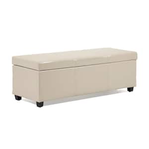 Cole Cream 48 in. Upholstered Bedroom Bench with Storage