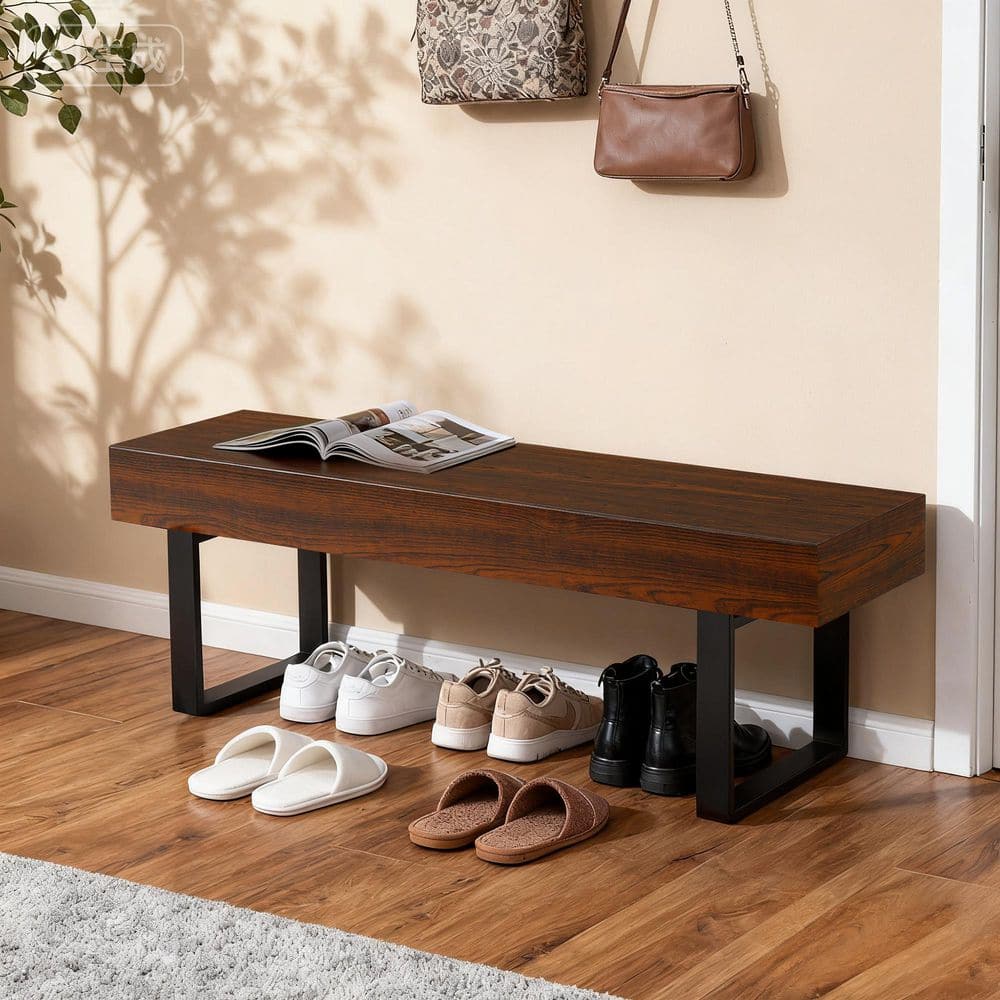 Industrial 59.06 in. Espresso Dining Bench, Bed Bench, Shoe Bench, Entryway Bench