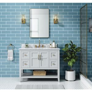 Sturgess 43 in. W x 22 in. D x 35 in. H Single Sink Freestanding Bath Vanity in Gray with Carrara Marble Top