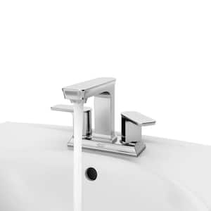 Forsey 4 in. Centerset 2-Handle Bathroom Faucet with Easy Install Push Drain in Polished Chrome
